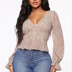 Fashion Nova Sweet Armor Top - Taupe/combo Size Medium